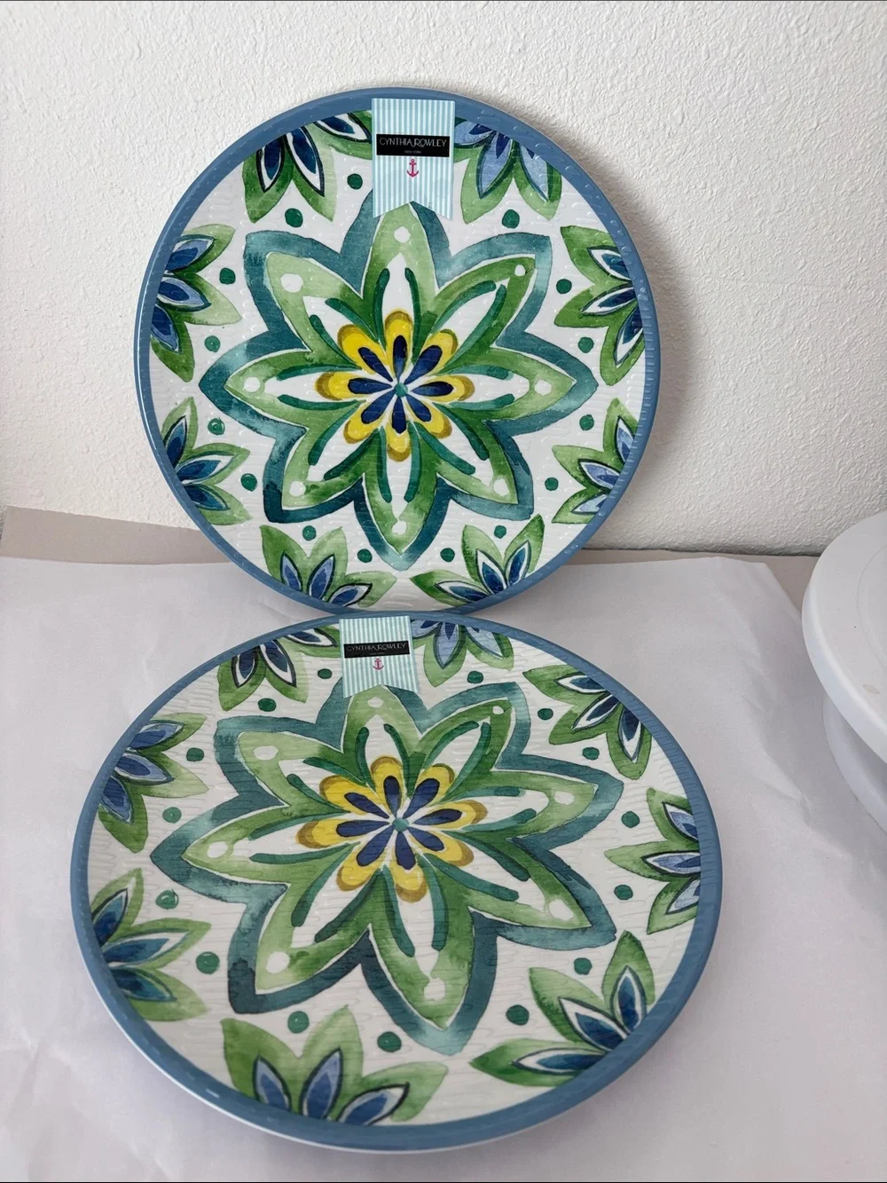 Cynthia Rowley Blue, Green & Yellow Floral plates